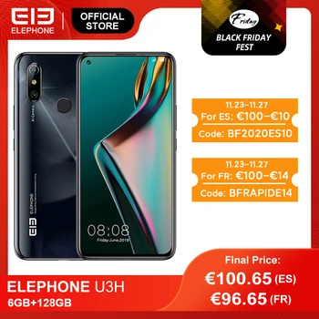 

In Stock ELEPHONE U3H 6GB 128GB Helio P70 Smartphone 6.53" FHD+ Screen 48MP Dual Rear Cam 24MP Selfie Face Unlock Android9 Phone