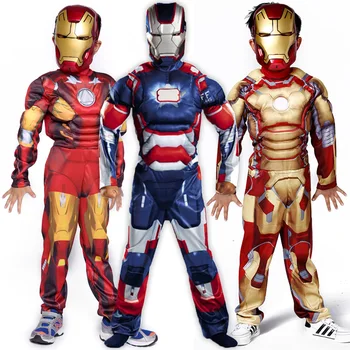 

Iron Man Mark 42 / Patriot Muscle Child Kids Halloween Costume Fantasia Superhero Iron Man Cosplay Costume & Mask Avengers 3 Inf