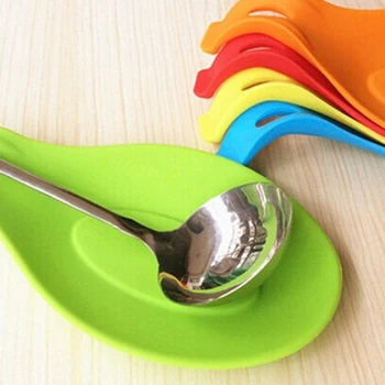 

Food Grade Silicone Spoon Rest Utensil Spatula Holder Heat Resistant Kitchen Tool Table Insulate Mat Basket Rack Gadgets Home