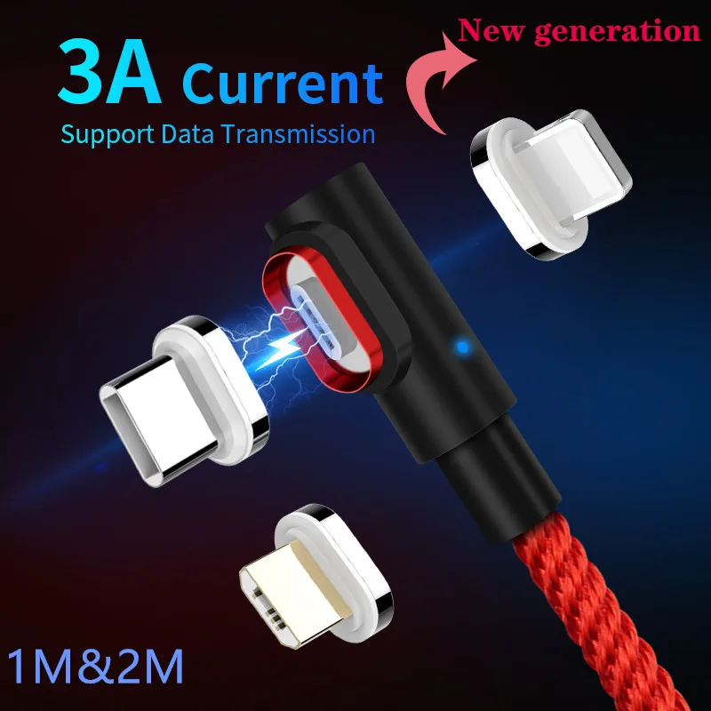 New Generation 3A Magnetic Micro Power Cord for iPhone USB Cable Samsung Fast Charge Data Cable 1
