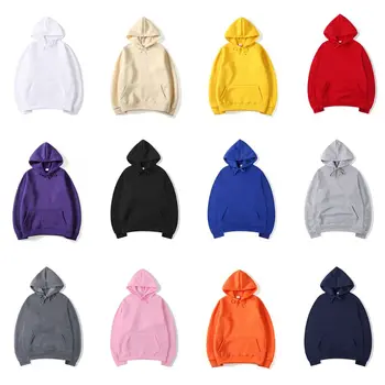 

Men Women Couples Hoodies Drawstring Brushed Lining Pullover Tops Solid Color Hip Hop Casual Loose Sweatshirt with Pocket S-3XL
