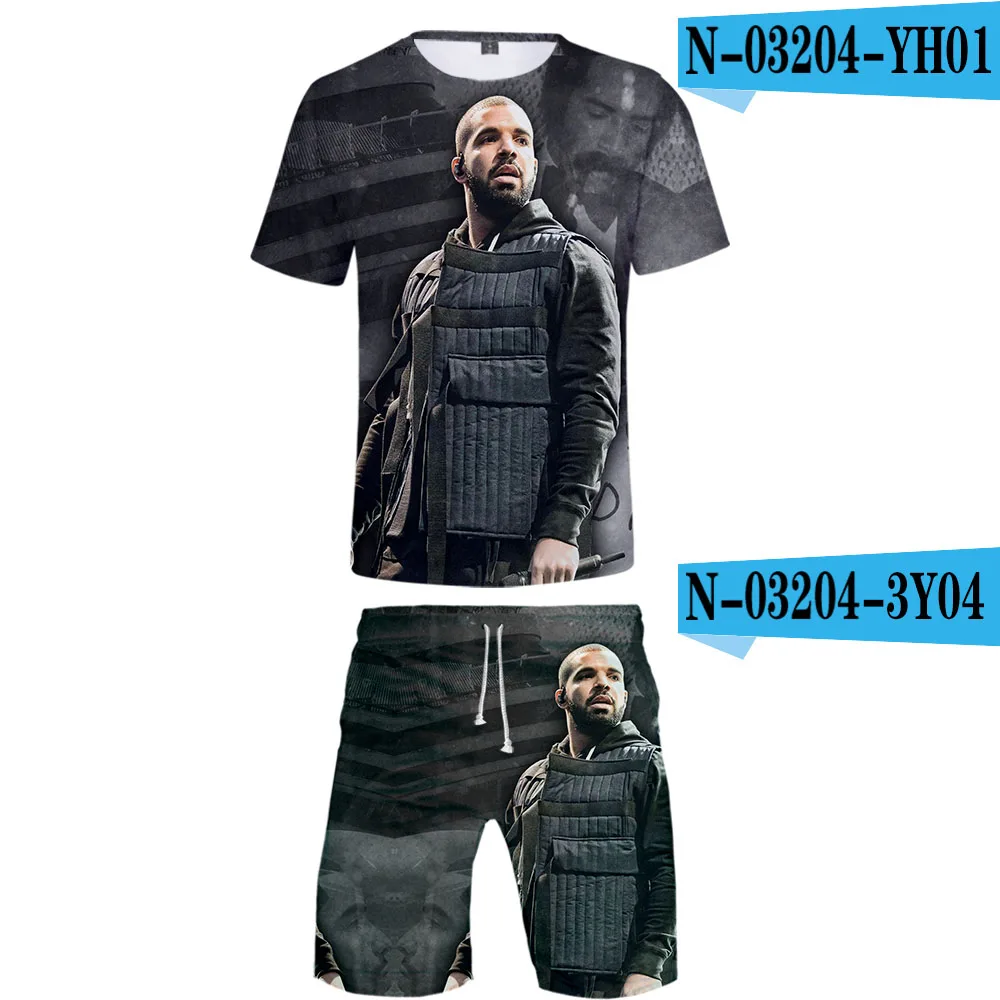 Drake And Rihanna футболка+ шорты наборы для мужчин 3D летние костюмы футболка мужские спортивные костюмы брендовая одежда streetwar топы тройники комплект мужской - Цвет: one