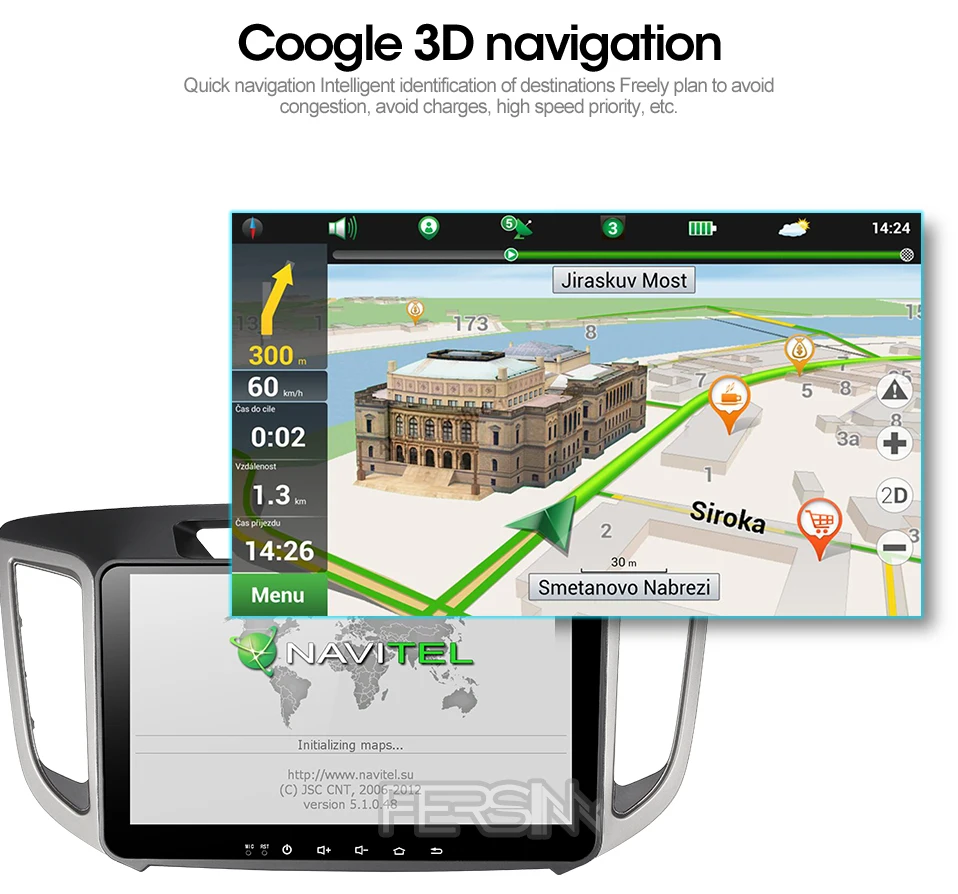 Sale Fersinny CIX251060 2G android 9.0 car navigation dvd player 1024*600 For HYUNDAI IX25 CRETA  gps stereo car multimedia player 9