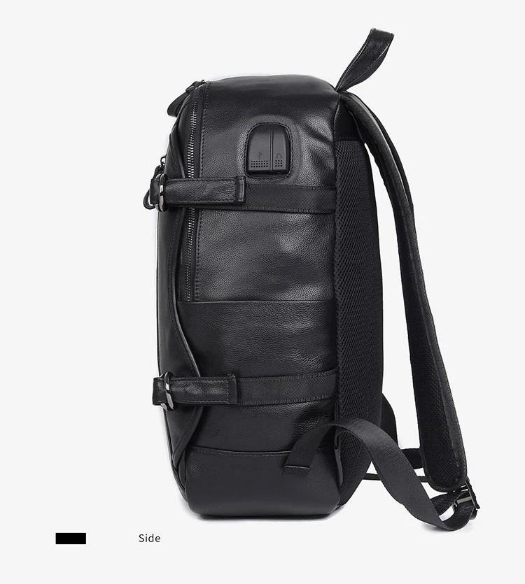 Luufan рюкзак из натуральной кожи с USB разъемом черная сумка для ноутбука из натуральной коровьей кожи 15 дюймов Рюкзак для походов на открытом воздухе черный