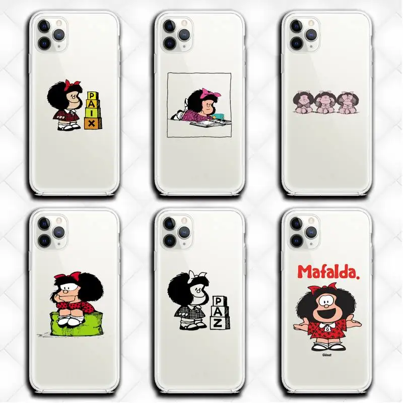 Чехол для телефона Mafalda прозрачный iphone 12 11 Pro max mini XS 8 7 6 6S Plus X 5S SE 2020 XR | Мобильные