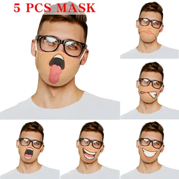 

5pcs Adult Funny Face Mask Skin Care Comfortable Breathable Masks mondmasker maseczka Washable facemask mascherine lavabili