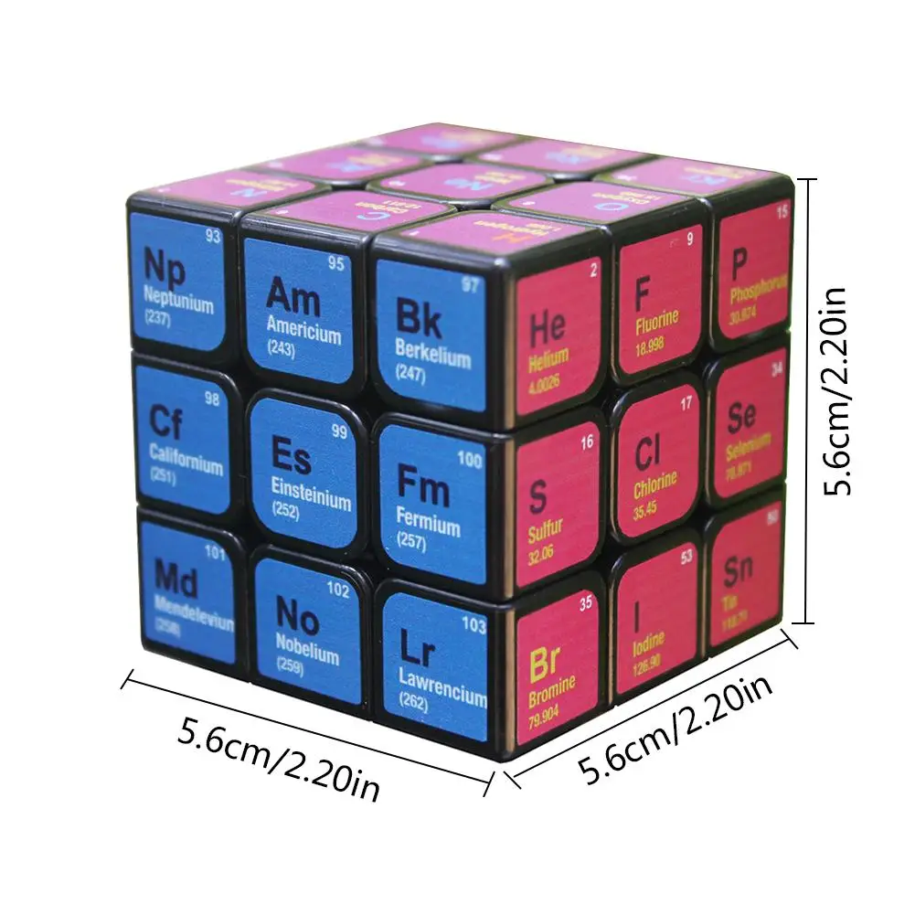 

5.6CM Magic Cube With Chemical Element Periodic Table Print 3rd-Order Cube Learning Formula Education Toy Birthday Gifts