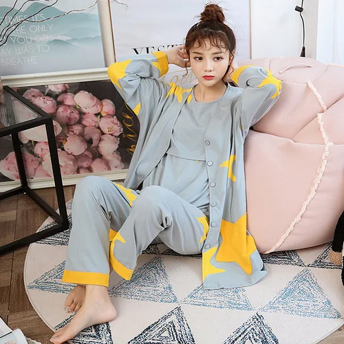 C3YT JEM 201845 Plus Size RN-9 Pregnant Pajamas Cotton Autumn Women Nursing Sleepwear Winter Maternity Clothing Casual Pyjama 100kg 3XL 4XL - Цвет: C3YT JEM 201845