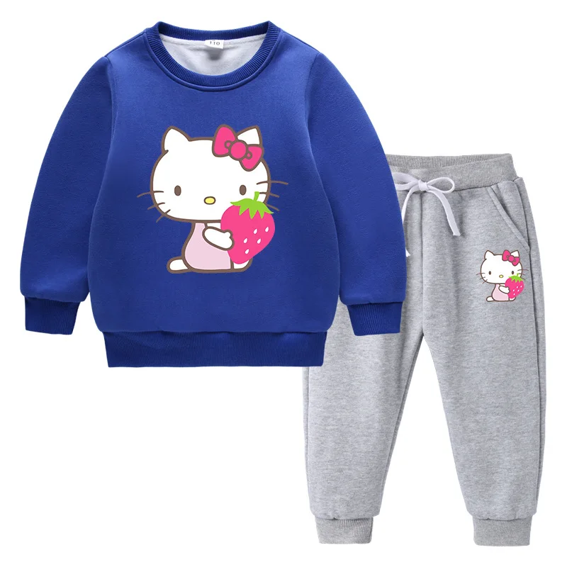 thumbnail image 1 of Hello Kitty lindo estampado niños Sudadera con capucha suéter traje más terciopelo grueso cálido niñas invierno de manga larga moda niños ropa, 1 of 5
