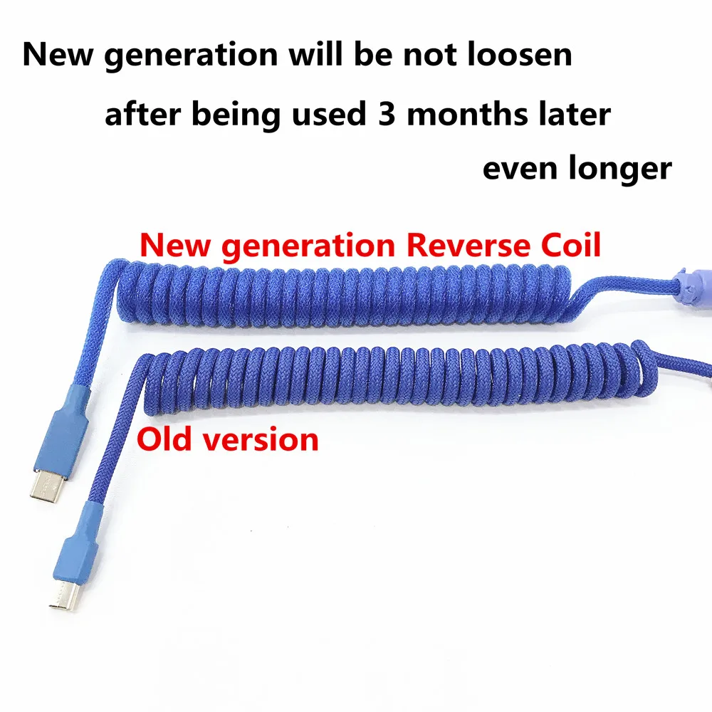 Not Loosen Thicker OD 22MM Reverse Coil Keyboard USB Type C