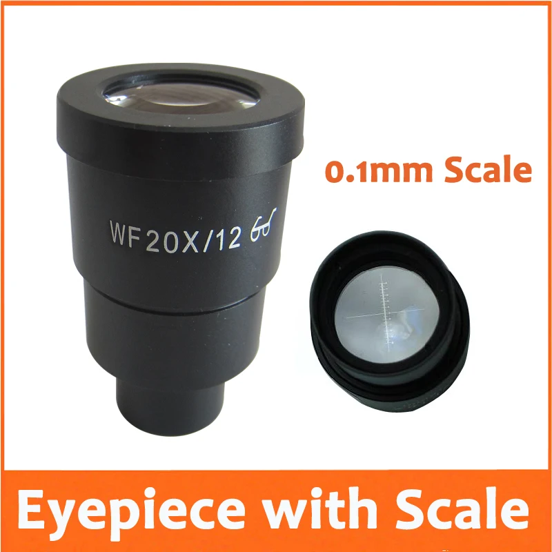 

1PC WF20X/12mm Hight Eyepiont Eyepiece Lens for Stereo Microscope with Mounting Size 30mm and Reading Scale Reticle Ruler 0.1mm