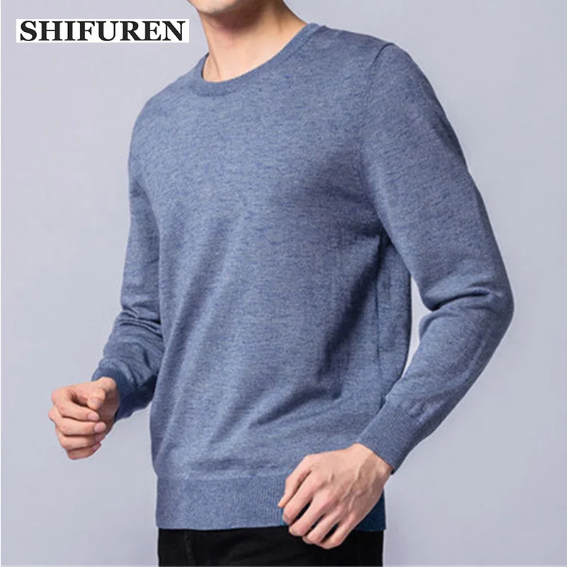 SHIFUREN/ осенне-зимний повседневный мужской свитер с круглым вырезом, облегающий трикотаж, пуловеры, повседневные мужские свитера, джемперы, Pull Homme