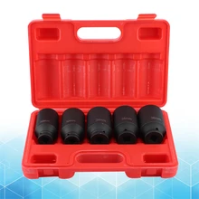 

5Pcs 12 Point Axle Hub Nut Socket Sleeve Sets Deep Impact for 1/2In Drive Ratchet Automotive Tools Tool