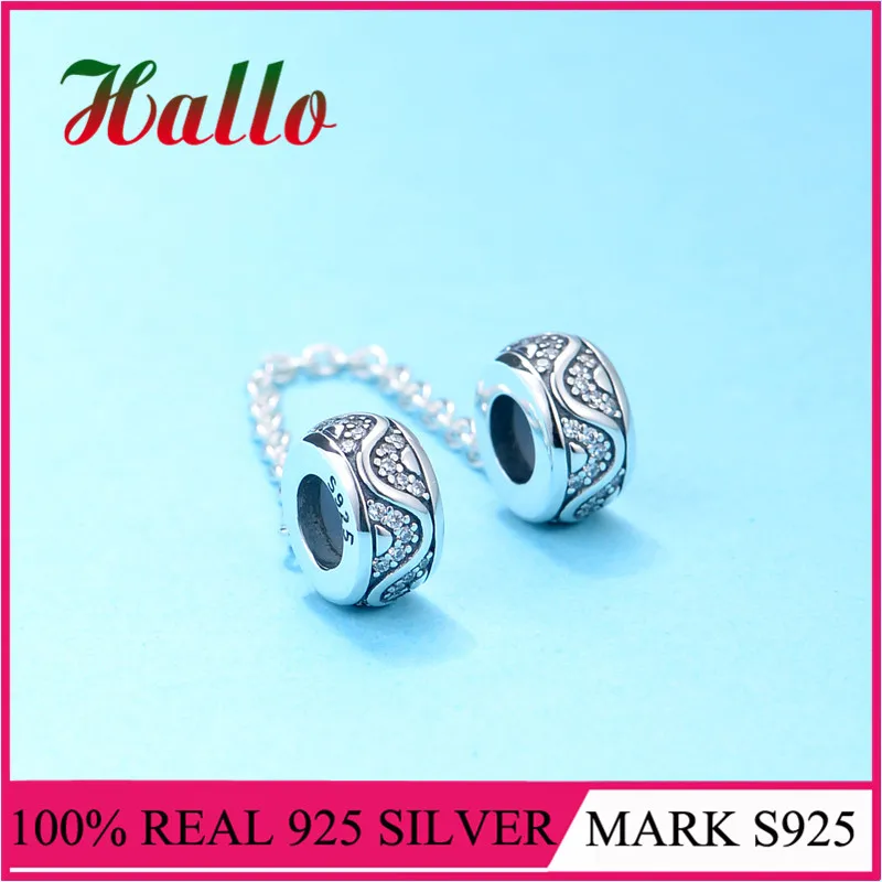 Safty Chain Charms encantos de plata 925 подходит для шармов Серебро 925 оригинальные браслеты бусины для изготовления ювелирных изделий