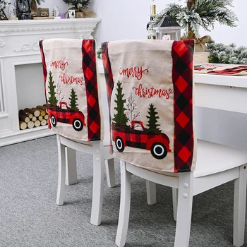 

Christmas Decorations Plaid Car Christmas Tree Chair Cover Chair Cover Creative Home Decoration Chair Cover