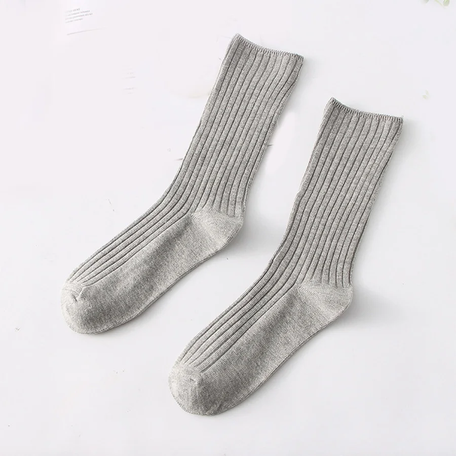 Grey Однотонные носки для женщин, повседневные хлопковые носки, черные, бежевые, розовые, 11 цветов, женские носки в стиле Харадзюку, уличная одежда - Цвет: Grey