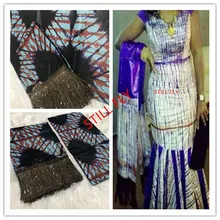 Новое поступление Африканский Базен riche кружева высокое качество kampala bazin farbic с кисточкой для свадьбы 5+ 2 ярдов/партия