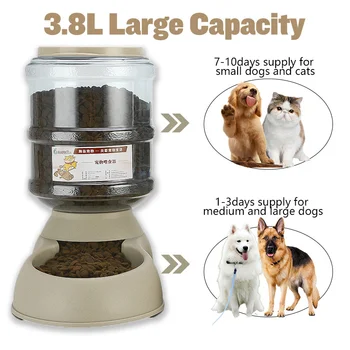 

3.8L Adjustable Automatic Pet Feeder Drinking Fountains Large Capacity Dog Puppy Bowl Water Dispenser for Dogs Dish Food Cats