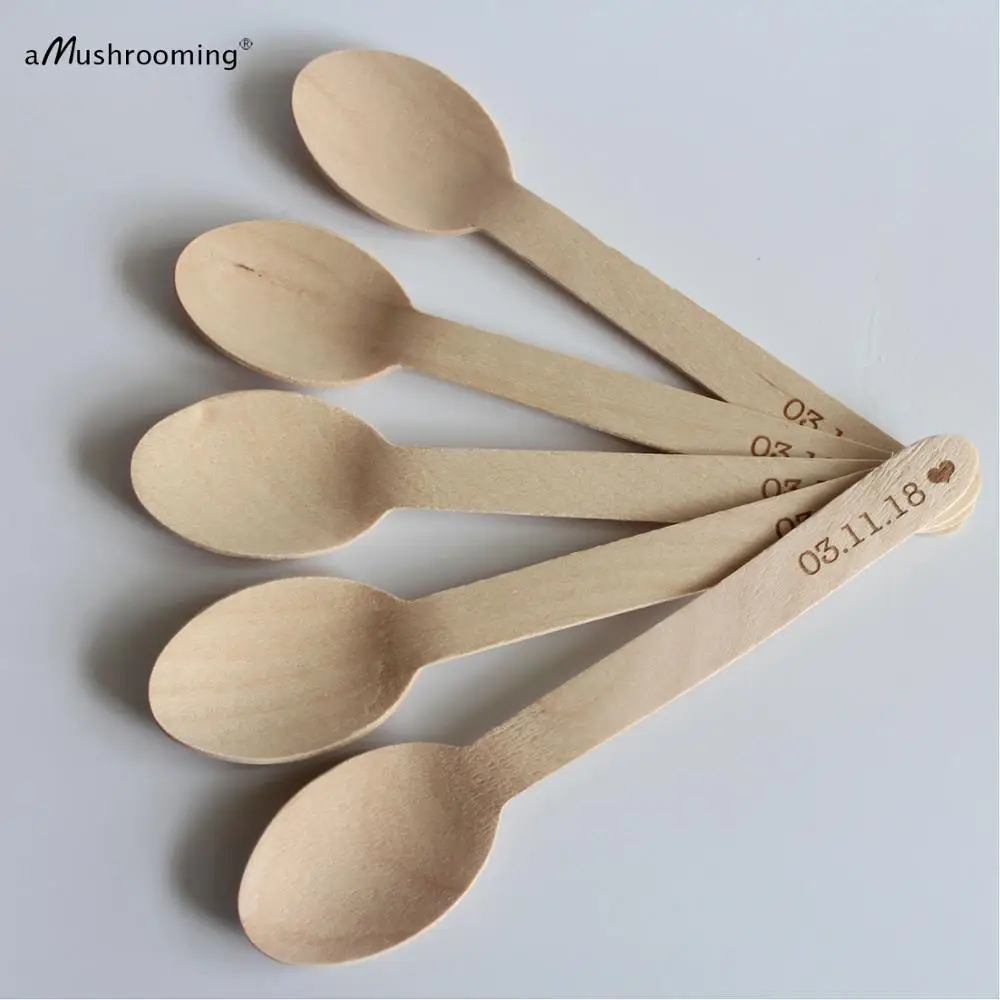 500 деревянные одноразовые ложки с гравировкой сердца 6 дюймов большие для торта