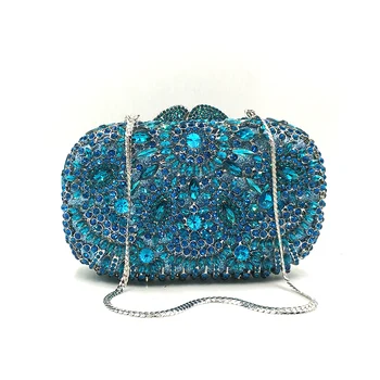 

Traditional Nigerian women evening party bag bridal wedding diamond accessories elegant clutches hollow out crystal bag purses