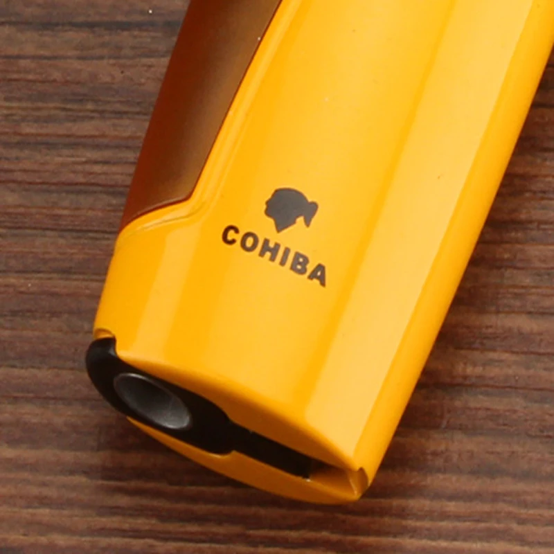 COHIBA, карманные зажигалки для сигар, роскошный, 3 фонарь, зажигалка, ветрозащитная, металлическая, зажигалка для сигарет, Gigar, аксессуары W/Cigar Punch, подарочная коробка