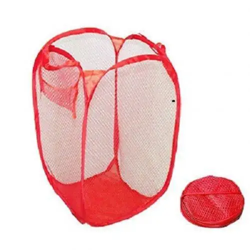 Laundry Bag Hamper Mesh Foldable Toy CDIY Washing Up  Basket Cloth Bin 