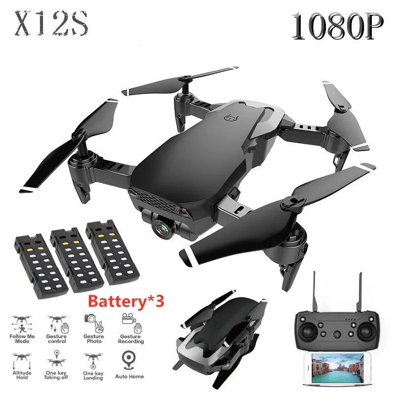 X12S мини 4K камера Дрон высокое удержание режим RC Квадрокоптер RTF WiFi FPV складной Вертолет Дистанционное управление 1080P RC Дрон игрушка - Цвет: 1080P-black-3B