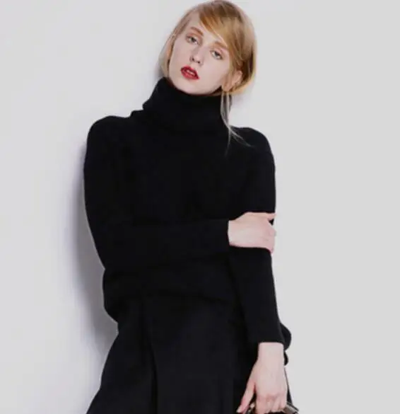 Womens High Loose Tops Neck Winter Cashmere