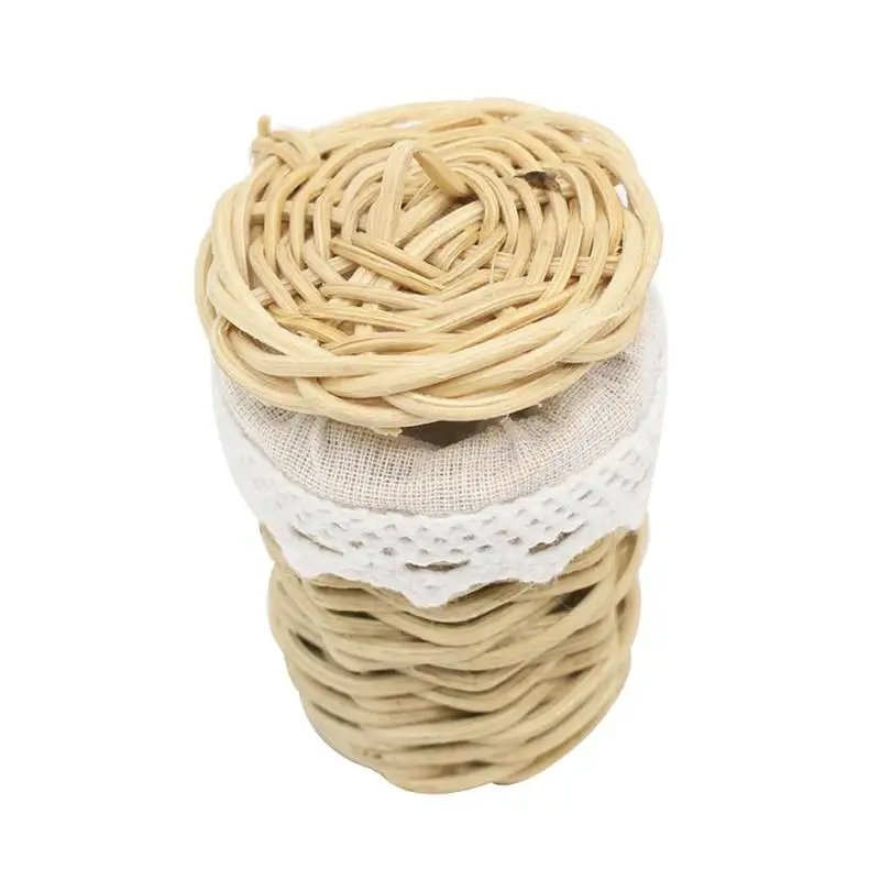 Dongzhur 1:12 Dollhouse Dollhouse Simulation Model Mini Lace Bamboo Basket With Covered Mini Ornaments