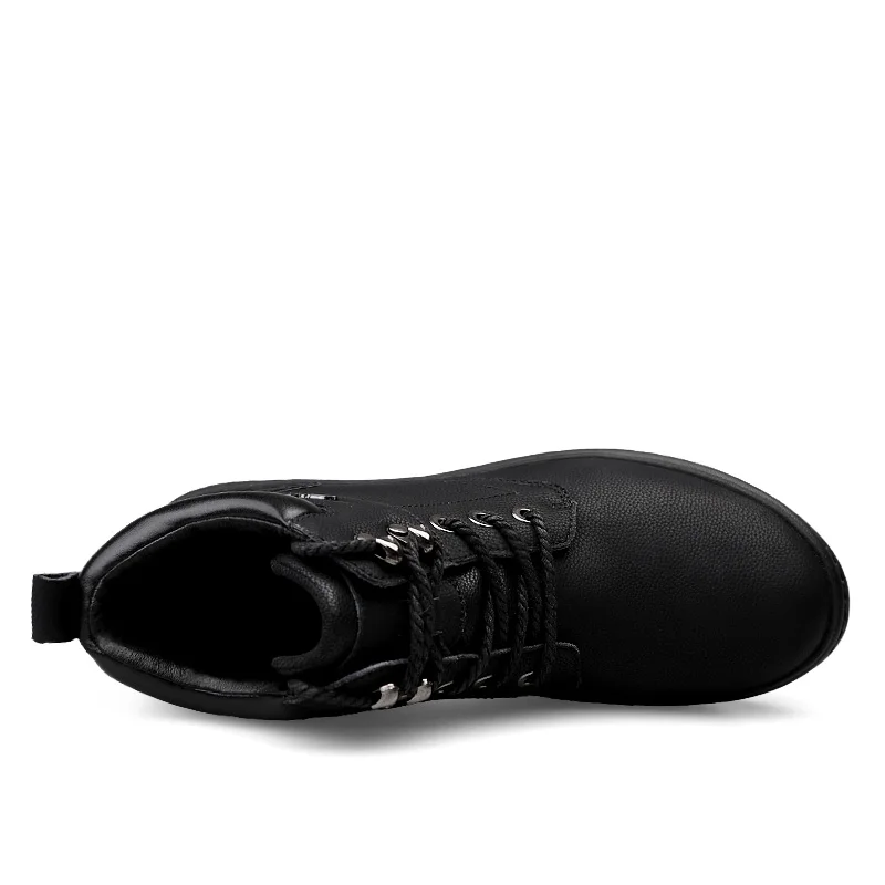 Black-WithoutVelvet Зимние ботинки размера плюс 38-47 мужская зимняя обувь черные кожаные ботинки мужская обувь, теплые плюшевые зимние ботинки на меху для мужчин* 0595 - Color: Black-WithoutVelvet