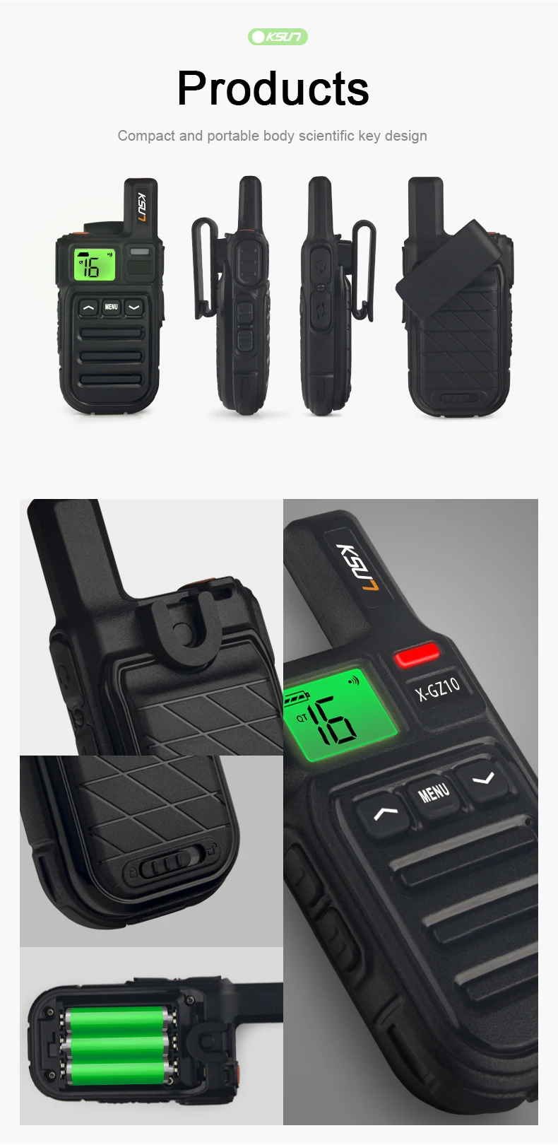 KSUN GZ10 1 Or 2PCS Mini Walkie Talkie European Legal Frequency PMR446 Intercom FRS Two Way Radio for Restaurant Hunting Radio walkie talkie