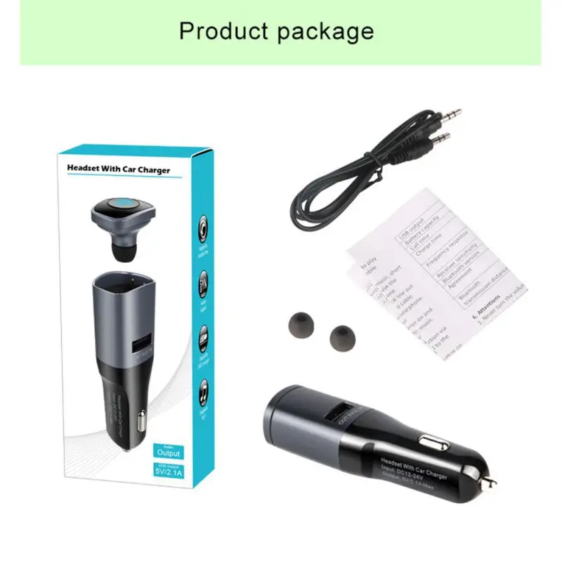 2 в 1 5 В/2.1A USB Автомобильное зарядное устройство с беспроводной Bluetooth 4,0 гарнитура стерео наушники для воспроизведения музыки Hands-free Talking