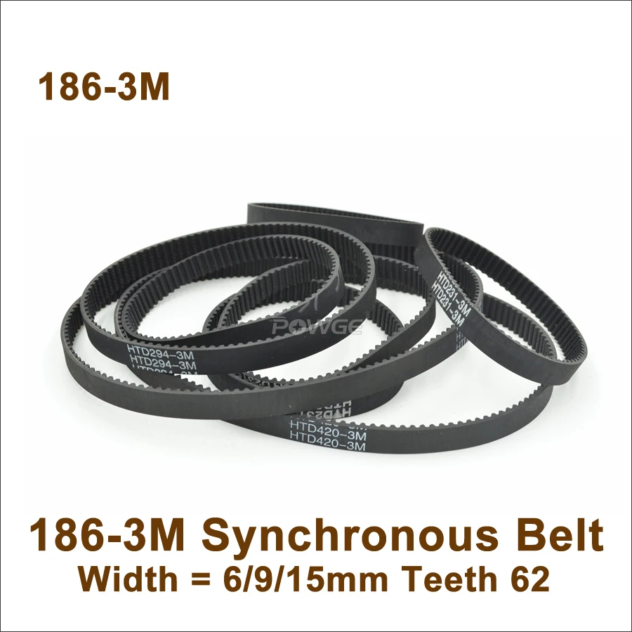 

POWGE 180 183 186 189 192 195 198 3M Synchronous Belt Teeth=60/61/62/63/64/65/66 HTD3M Rubber Closed-Loop Timing Belt 3M Pulley
