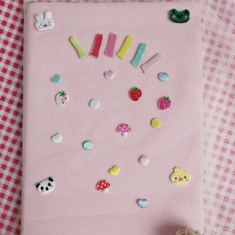 자기 접착 작은 오리 원형 별 버섯 패치, 의류 스티커 머리핀 자수 아플리케 줄무늬
