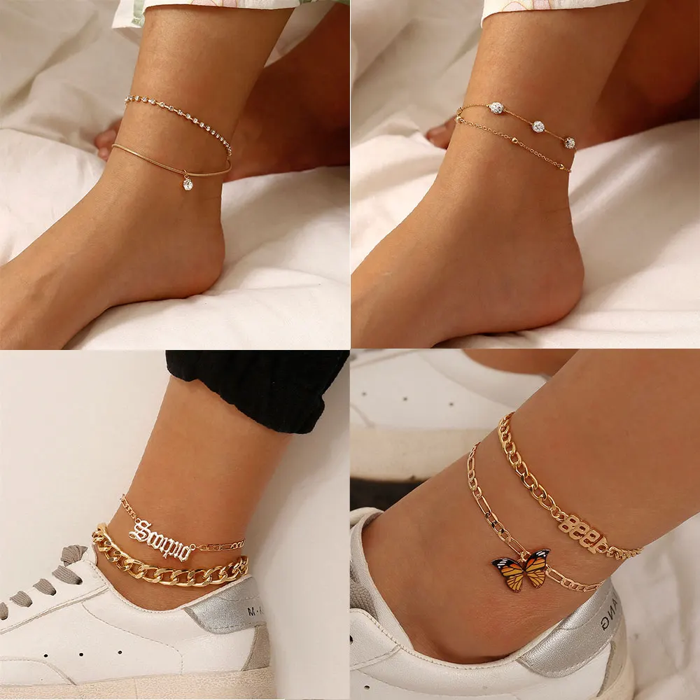 Bohemian Crystal Butterfly Chain Anklet for Women Leg Chain Tiny Chain Vintage Foot Jewelry Accessories Anklets Set 2020 Bohemian Crystal Butterfly Chain Anklet for Women Leg Chain Tiny Chain Vintage Foot Jewelry Accessories Anklets Set 2020