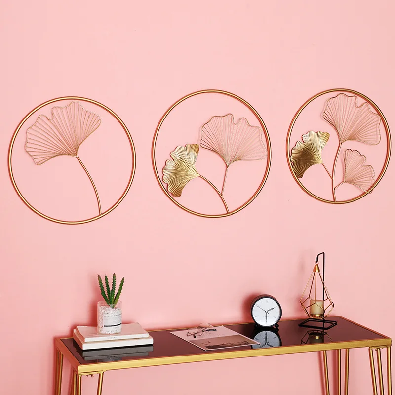 

Nordic Style Light Luxury Wall Decoration Painting Wrought Iron Round Porch Wall Hanging Hotel Cafe Round Wall Decoration