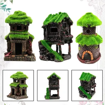 

2020 New Flocking House Cabin Aquarium Fish Tank Landscaping