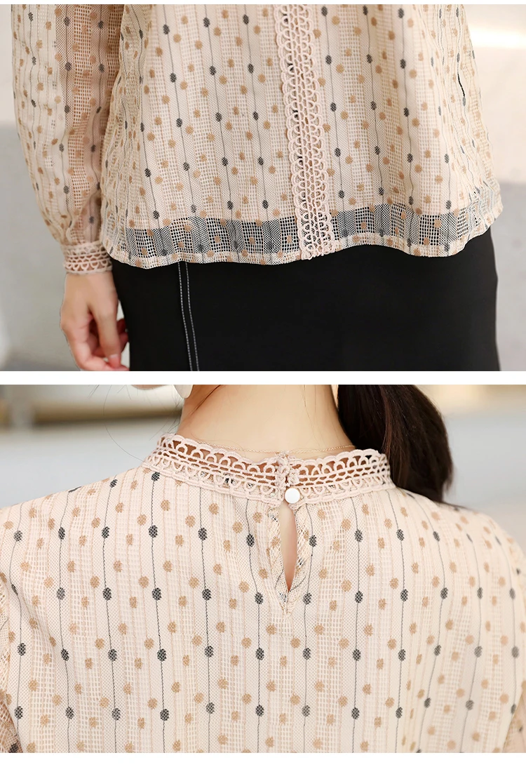 Korean Lace Women Blouses Office Lady Thick Warm Winter Women Shirts Plus Size Blusas Femininas Elegante Womens Tops and Blouses