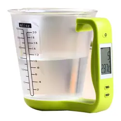 Мерная чашка Кухонные весы Цифровой шейкер весы электронный инструмент весы с температура дисплея LCD зеленый и прозрачный