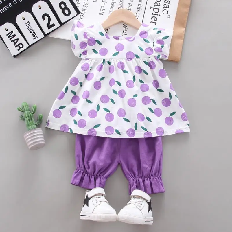 Clothing Sets expensive 2021 Kids Baby Girl Clothing Set Bowknot Summer Floral T-shirts Tops and Pants Leggings 2pcs Cute Children Outfits Girls Set cute Clothing Sets