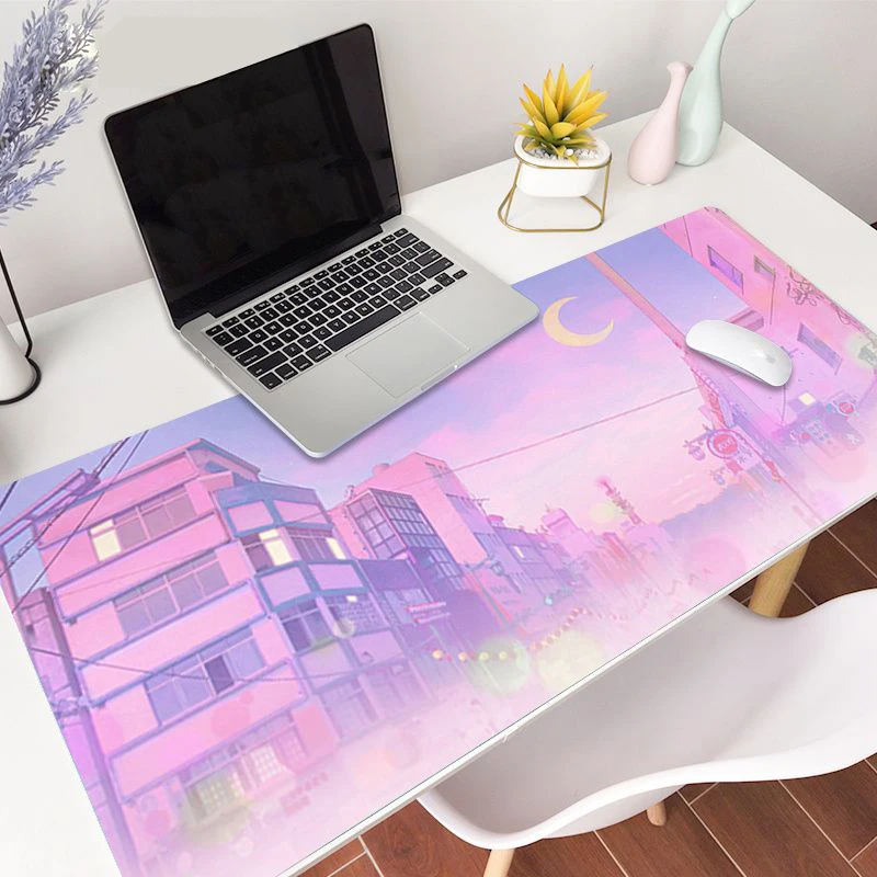 Kawaii Mouse Pad Gamer Pink Computer Mat Cute Office Decor Large Gaming Slipmat Keyboard Pc Accesories 800x300 Mousepad 90x40 Xl