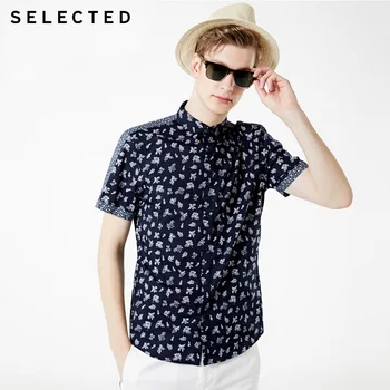 

SELECTED Men's 100% Cotton Printed Short-sleeved Shirt |419204568