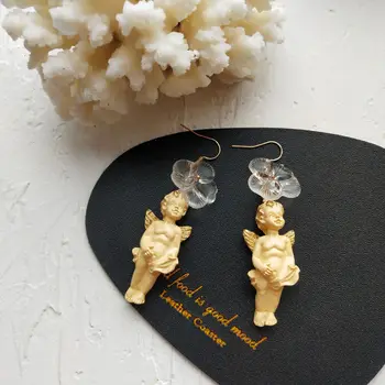 

ZiccoWong Vintage Transparent Flower Long Angel Dangle Earring For Women Girl Baroque Style Lovely Eardrop Earring Friend gift