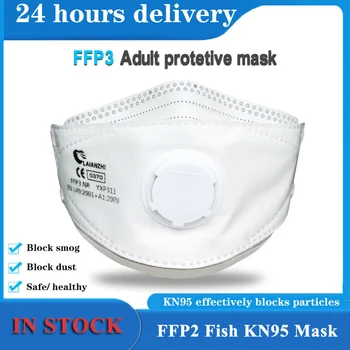 

10PCS FFP3 KN95 Face Masks Air Valve Protective Mascarillas Pm2.5 Hygiene Mouth Caps Fish Shape Respirator Breathable Masque