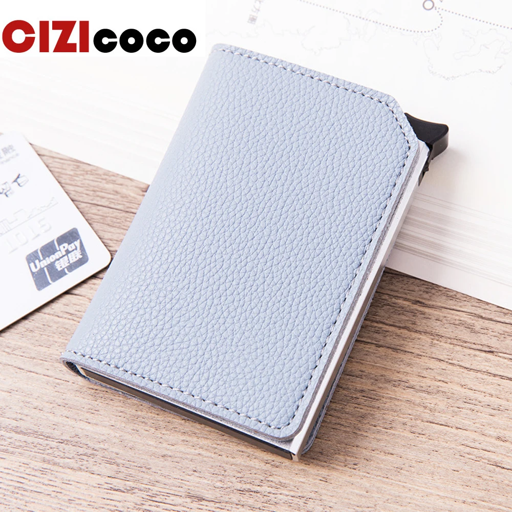 

New Anti-theft Credit Card Holder Men Aluminum Wallet Automatic Coin Purse Back Pocket ID Card Holder RFID Blocking Mini Wallet