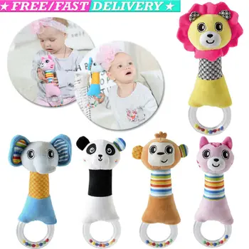 

New Design Plush Baby Toy Animal Hand Bells Baby Rattle Toys High Quality Newbron Gift Animal Style