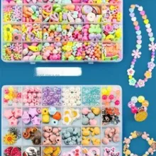 Jouets perlés faits à la main pour enfants, sac matériel fait à la main, fabrication de bijoux, Bracelet avec perles pour filles