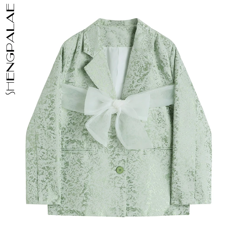 SHENGPALAE Fashion Butterfly Embroidery Blazer Women's Spring 2022 New Notched Loose Single Button Long Sleeve Suit Jacket tide | Женская