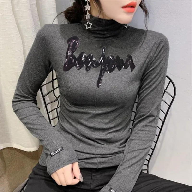 Одежда для женщин футболка Топ Diy большой патч Bonjour черные блестки дело с ним футболка для девочек железные нашивки для одежды наклейки