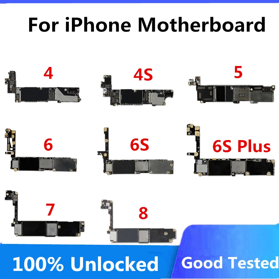 Фабрика разблокирована для iPhone 4 4S 5s 6 Plus 6S 7 8 материнская плата без Touch ID поддержка